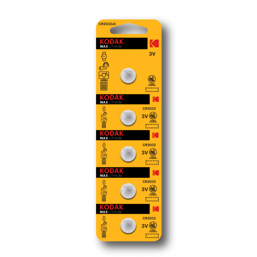 Батарейки Kodak CR2032-5BL MAX Lithium (60/360/69120) цена за шт.