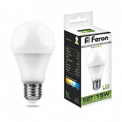 Лампа светодиодная Feron LB-94 A60 Шар E27 15W 4000K