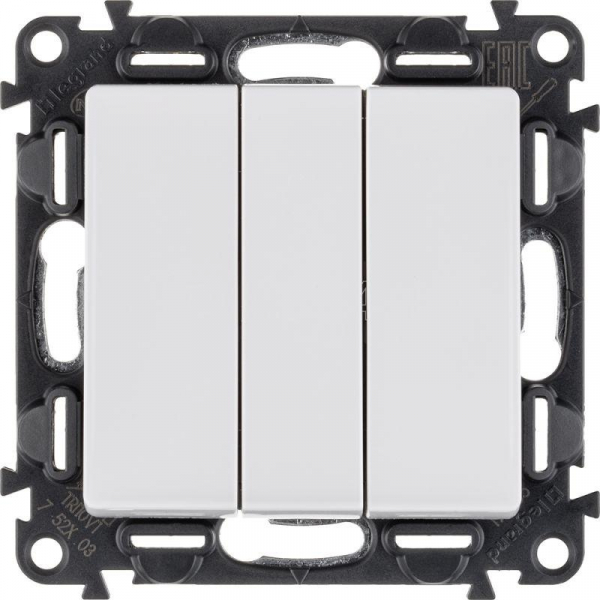 Механизм выключателя 3-кл. СП Valena Life 10А IP20 250В 10AX с лиц. панелью винт. заж. бел. Legrand
