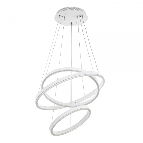 Подвесной светильник LED4U 55000-3 WH белый 3 кольца 101Вт 3000-6000К пульт 500*1100мм