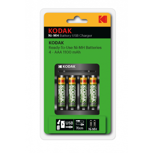 Зарядное устройство для аккуму Kodak USB Overnight charger with 4 x 1100 mAh [K4AA/AAA] (6/48/1008)