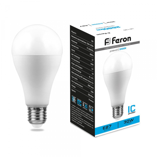 Лампа светодиодная Feron LB-130 A80 Шар E27 30W 6400K