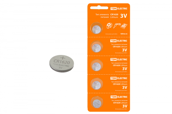 Батарейка (элемент питания) СR1620 Lithium 3V BР-5 TDM