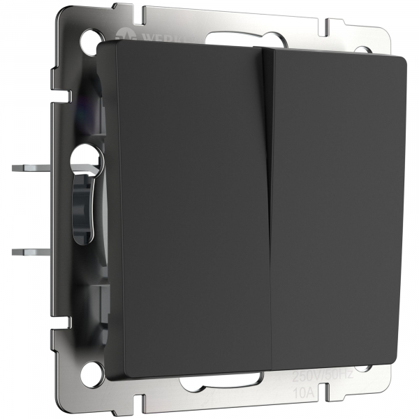 Выключатель  проходной 2-кл черный матовый Werkel WL08-SW-2G-2W W1122008