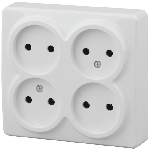 Розетка 4х2P, 16A-250В, IP20, ОУ, Эра Эксперт, белый 11-2210-01 ЭРА