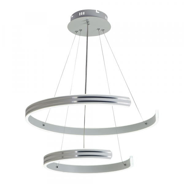 Подвесная светодиодная люстра ProfitLight 6039/2 WHT+CHR 192W 3000-6000K 13400lm пульт