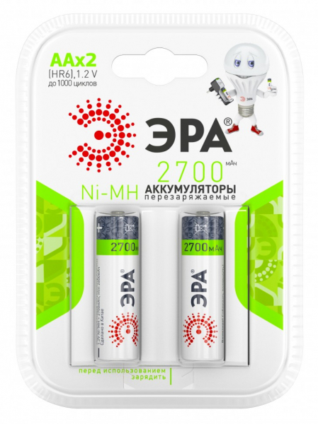 Аккумуляторная батарея ЭРА HR6-2BL 2700mAh (цена за 1 шт)