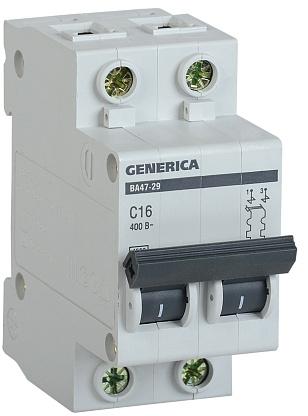 Выключатель автоматический модульный 2п C 16А 4.5кА ВА47-29 GENERICA IEK