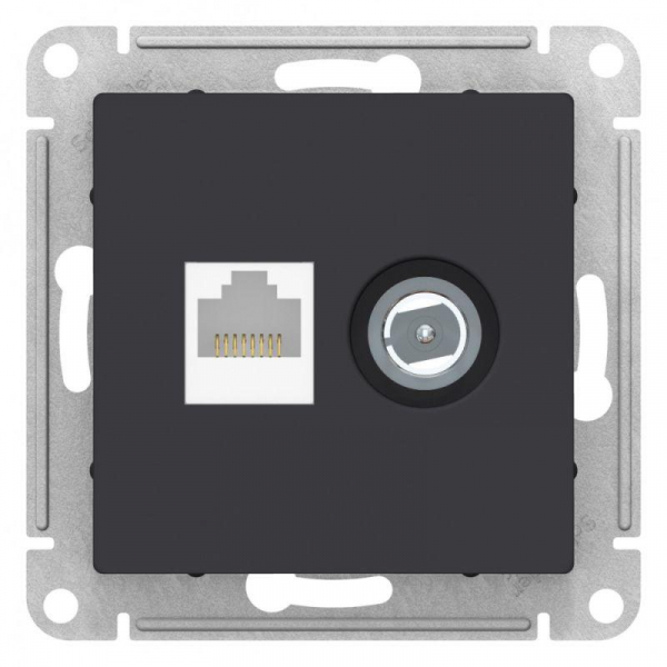 Механизм розетки 2-м ATLAS DESIGN комп. RJ45 кат.5E+TV карбон SchE
