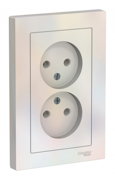 Розетка 2-м СП AtlasDesign 16А IP20 без заземл. в сборе жемчуж. SE ATN000420