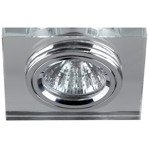 Светильник DK8 CH/WH ЭРА декор стекло квадрат MR16,12V/220V, 50W, хром/зеркальный