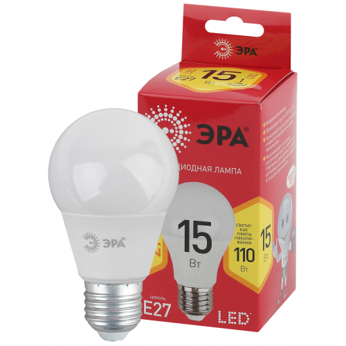 Лампа светодиодная RED LINE LED A60-15W-827-E27 R 15вт А60 груша 2700К тепл. бел. E27 Эра Б0046355