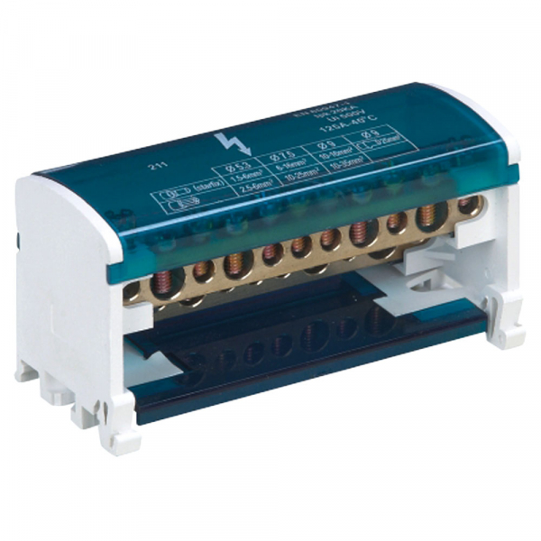 Шина на DIN-рейку STEKKER в корпусе (кросс-модуль) 4х15 3L+PEN LD505-415