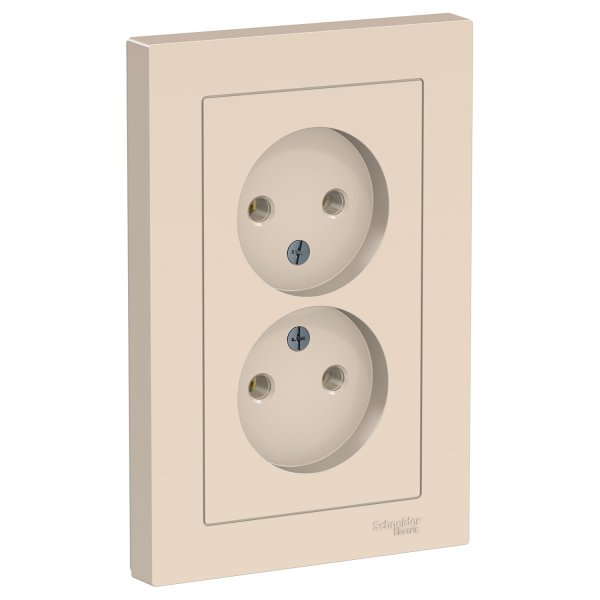 Розетка 2-м ATLAS DESIGN без заземл. 16А в сборе беж. SchE