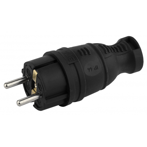 Вилка каучуковая с/з прямая 16A IP44 черная V8-B-IP44 ЭРА 