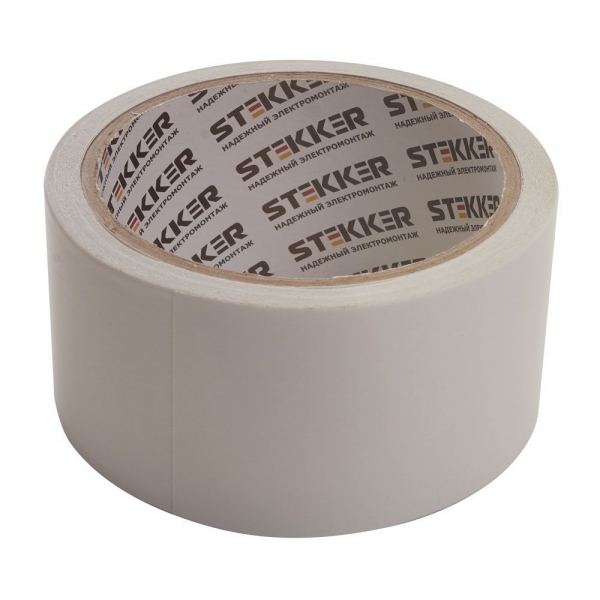 Скотч двусторонний на ПП основе STEKKER INTP6-48-10 48мм*10м прозрачный белая подложка