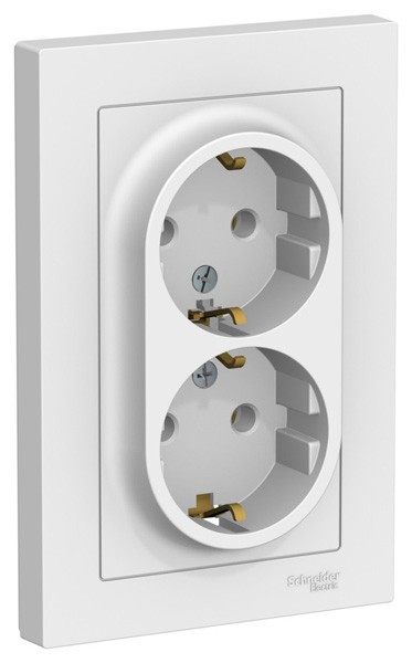 Розетка двойная с/з Лотос Systeme Electric AtlasDesign 16А в сборе SE ATN001324