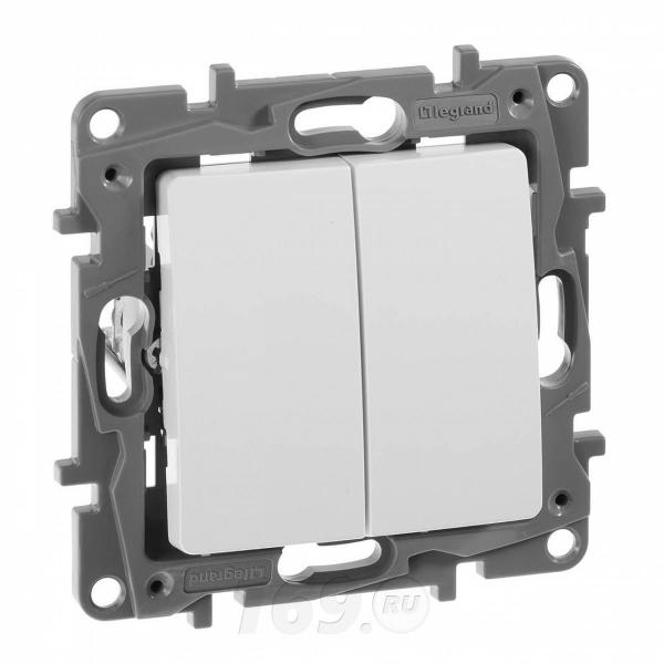 Переключатель двухклавишный белый автоматические зажимы 10АХ ETIKA