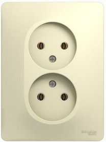 Розетка 2-м СП Glossa 16А IP20 без заземл. в сборе беж. SchE