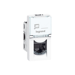 Механизм розетки компьютерной СП 1мод. Mosaic RJ45 кат.6E UTP бел. Legrand